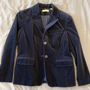 Katie Hill Petite Navy Blue Velvet Blazer